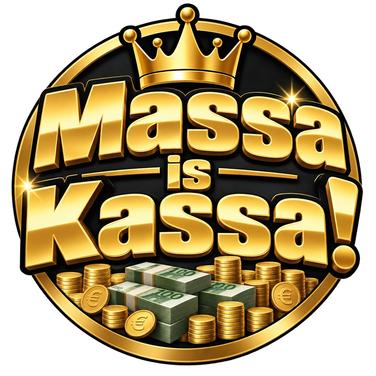 Massa is Kassa! — gouden kroon, gouden letters en euromunten